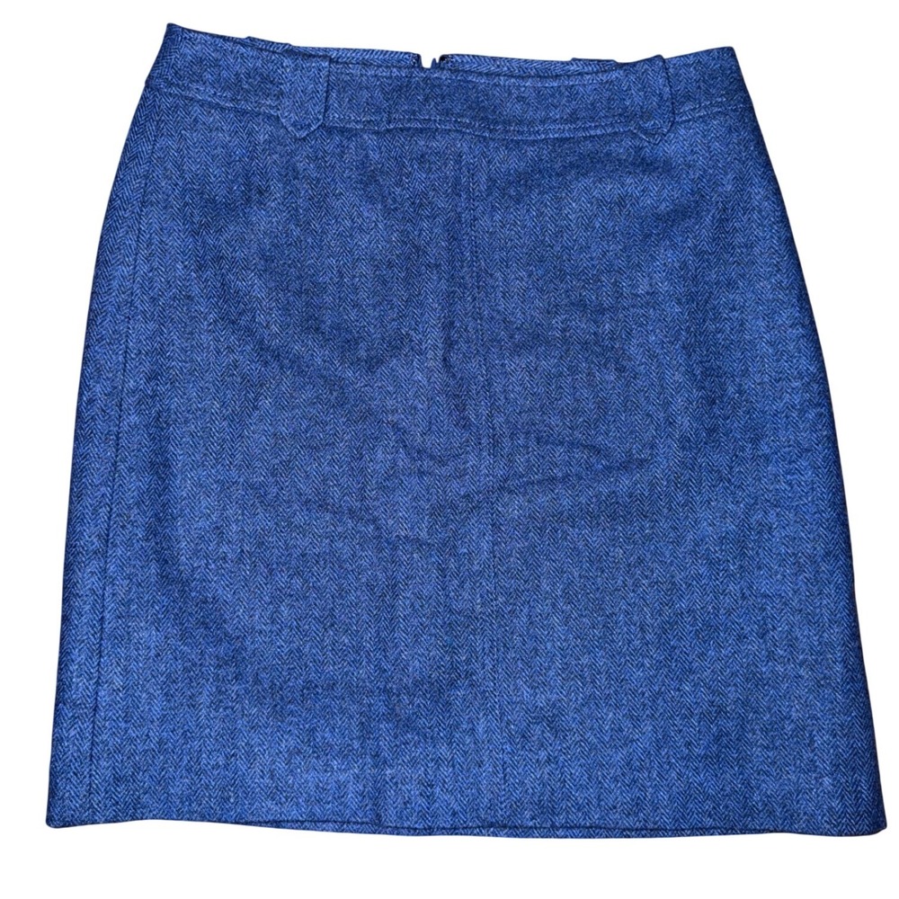 Talbots Women's Blue Herringbone Wool Blend A-Line Skirt Size 6